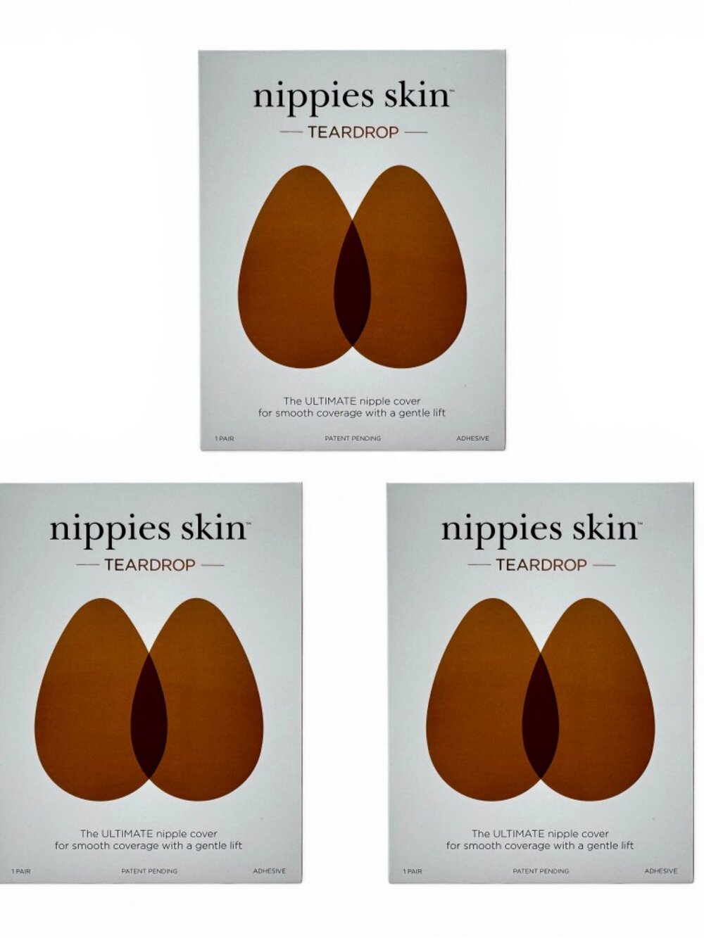 3 Pack Nippies Teardrop Nipple Covers for Size A-B Cups Reusable Adhesive - COCO